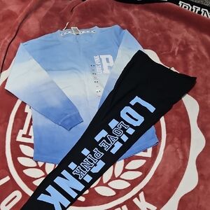 PINK Victoria's Secret Black and Blue Leggings